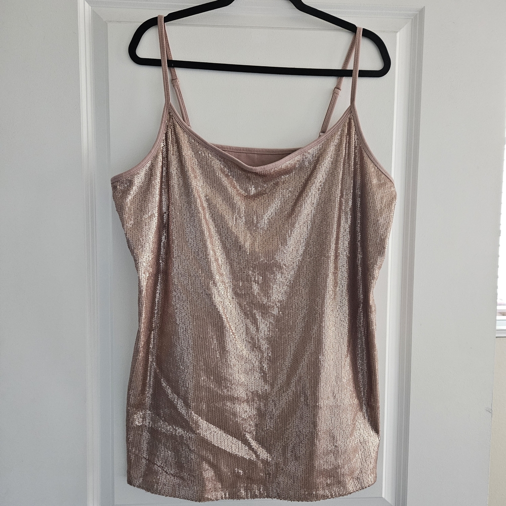 Torrid Rose Gold Sequin Camisole With Adjustable Straps